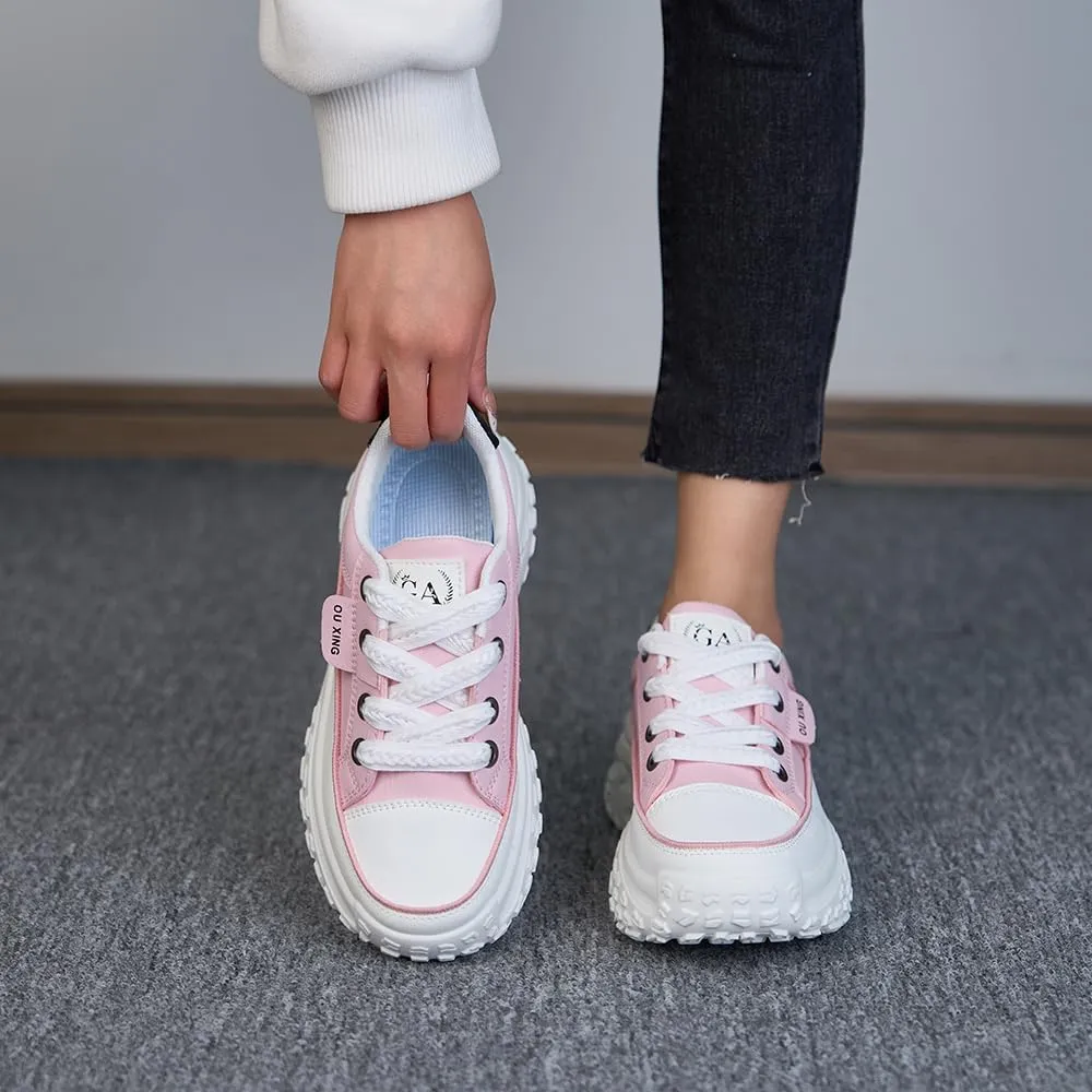 Sneakers for Women,Lace Up Thick Soled Non Slip Sports Shoes, Breathable, Stylish,Running,Shopping