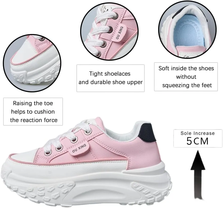 Sneakers for Women,Lace Up Thick Soled Non Slip Sports Shoes, Breathable, Stylish,Running,Shopping