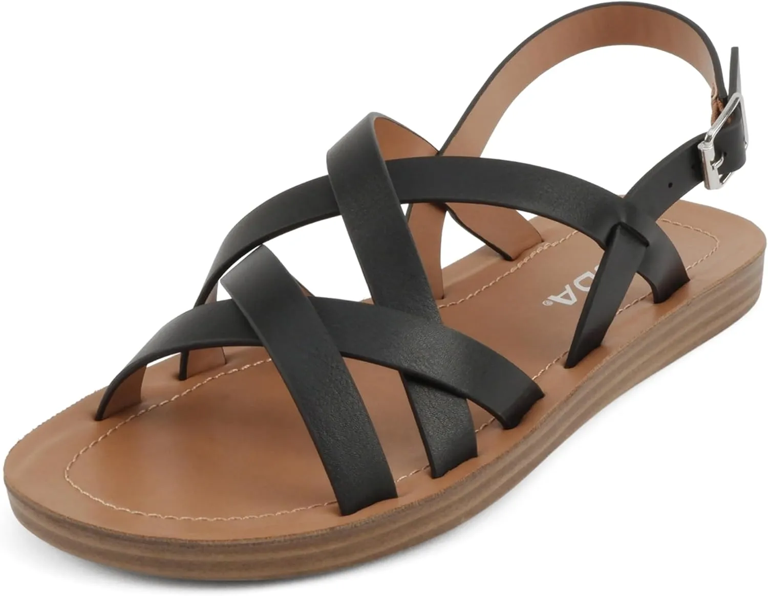 Soda WATCH ~ Women Casual Open Toe Gladiator Crisscross with Sling Back Buckle Fashion Slide Flat Sandal