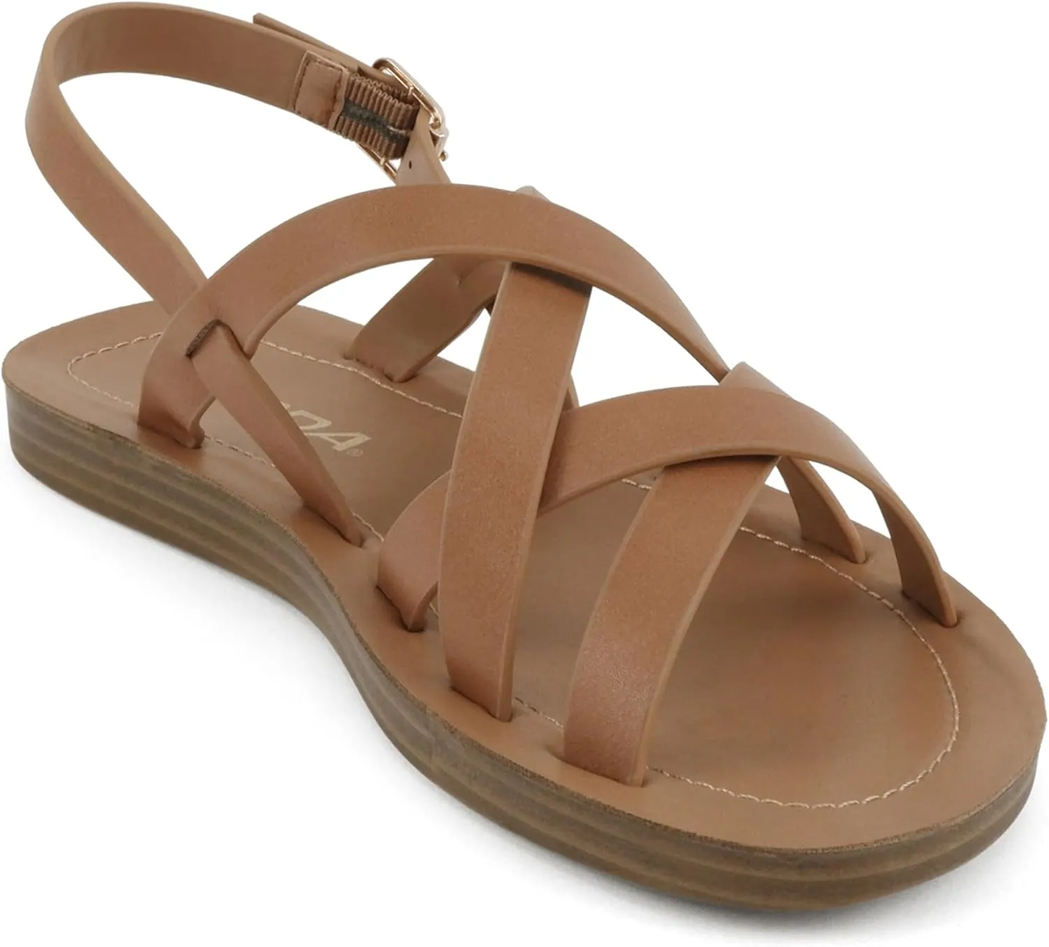 Soda WATCH ~ Women Casual Open Toe Gladiator Crisscross with Sling Back Buckle Fashion Slide Flat Sandal