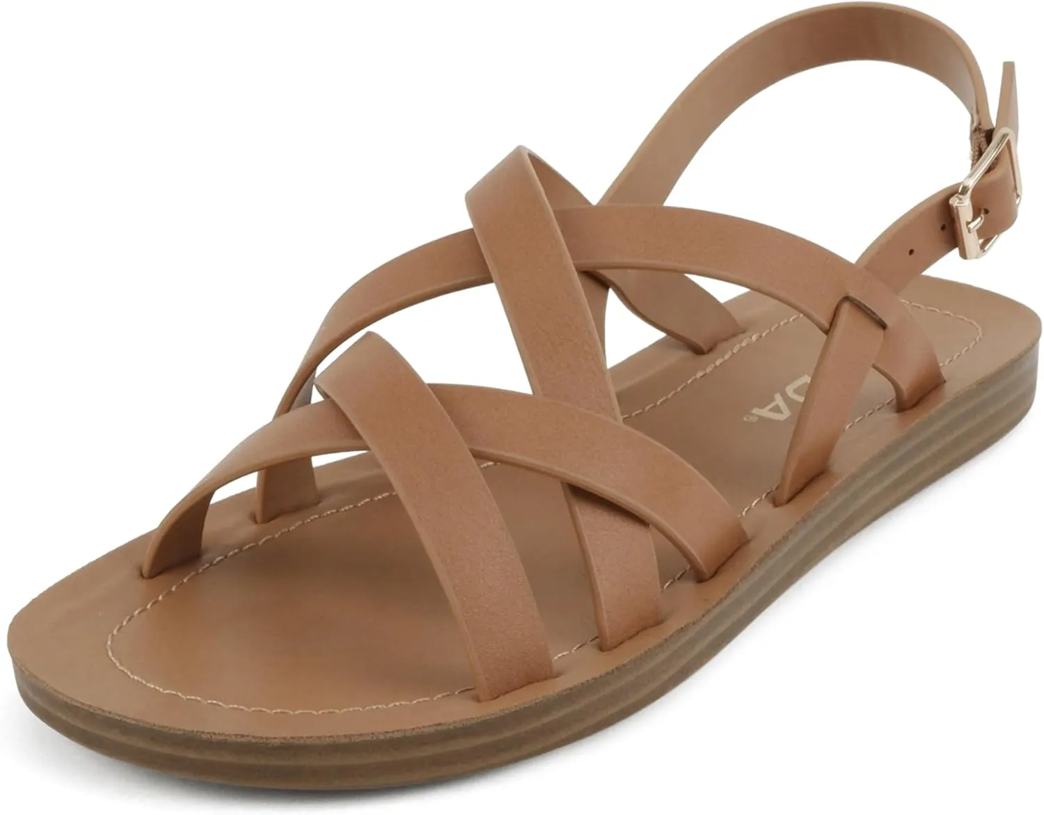 Soda WATCH ~ Women Casual Open Toe Gladiator Crisscross with Sling Back Buckle Fashion Slide Flat Sandal
