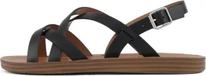 Soda WATCH ~ Women Casual Open Toe Gladiator Crisscross with Sling Back Buckle Fashion Slide Flat Sandal