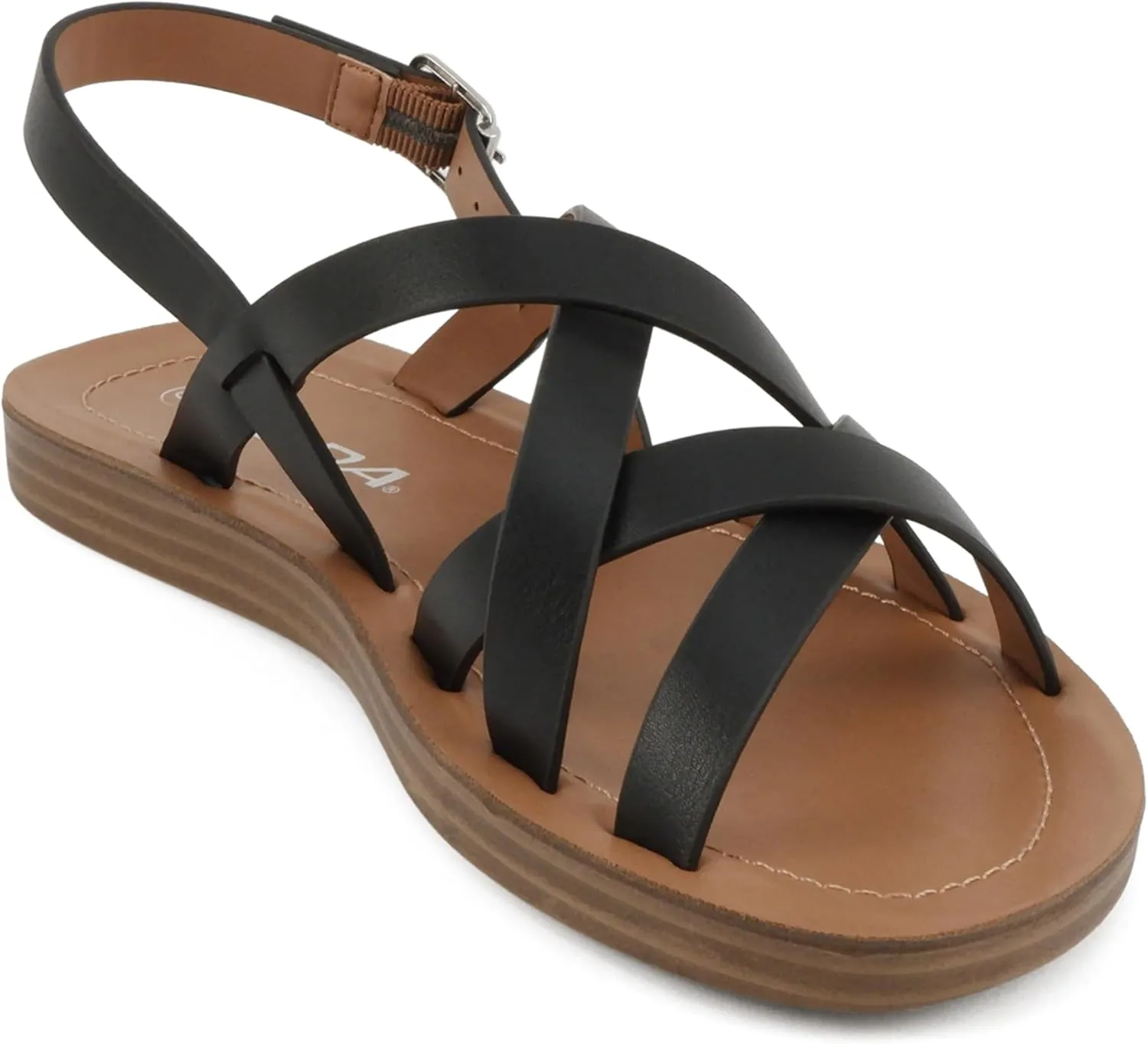 Soda WATCH ~ Women Casual Open Toe Gladiator Crisscross with Sling Back Buckle Fashion Slide Flat Sandal
