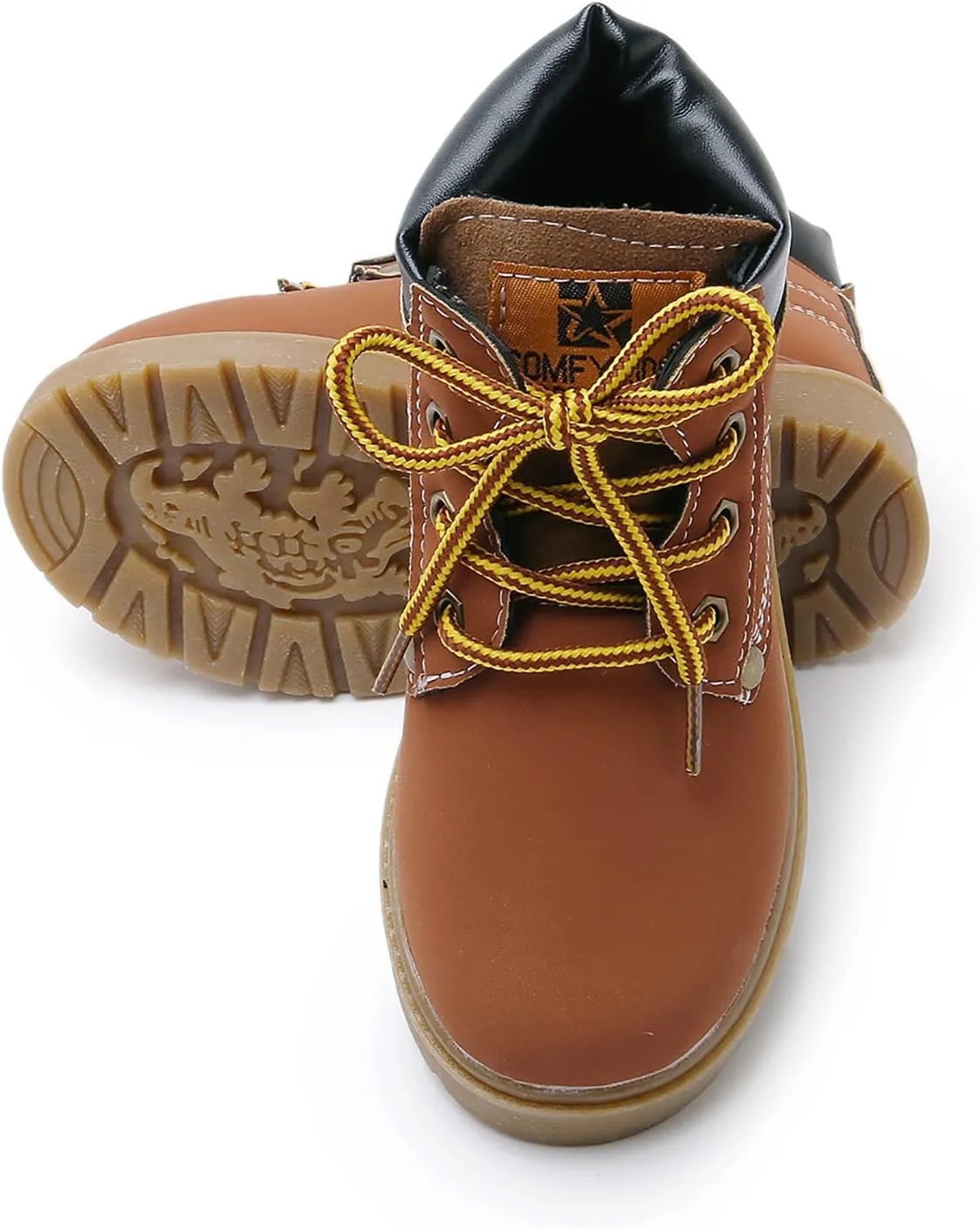 SOFMUO Baby Kids Boots - Boys Girls Rubber Sole PU Leather Warm Winter Shoes Hiking Snow Ankle Boots Toddler/Little Kid