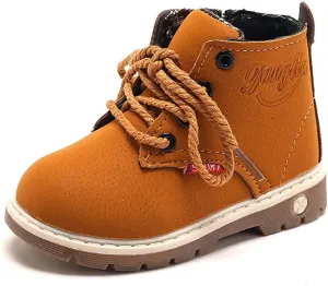 SOFMUO Baby Kids Boots - Boys Girls Rubber Sole PU Leather Warm Winter Shoes Hiking Snow Ankle Boots Toddler/Little Kid