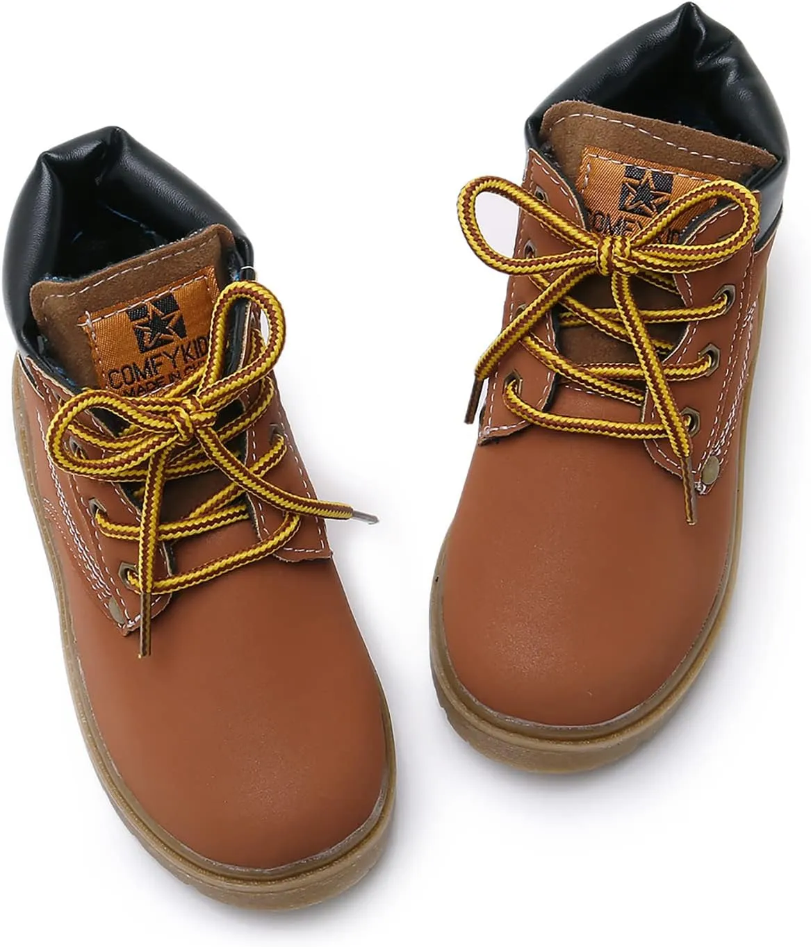 SOFMUO Baby Kids Boots - Boys Girls Rubber Sole PU Leather Warm Winter Shoes Hiking Snow Ankle Boots Toddler/Little Kid