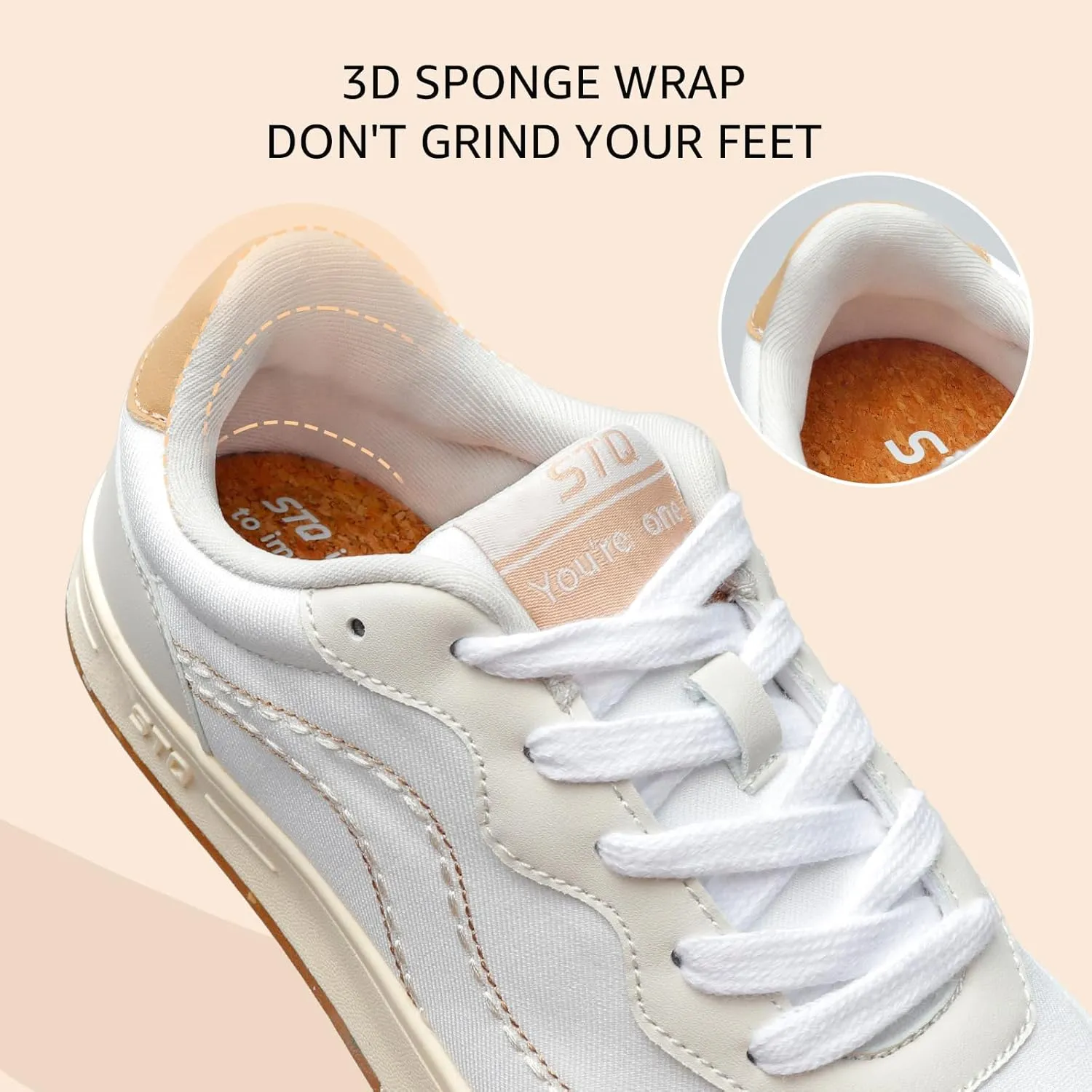 STQ Canvas Shoes for Women Lace Up Tennis Shoes Non Slip Comfortable Walking Sneakers