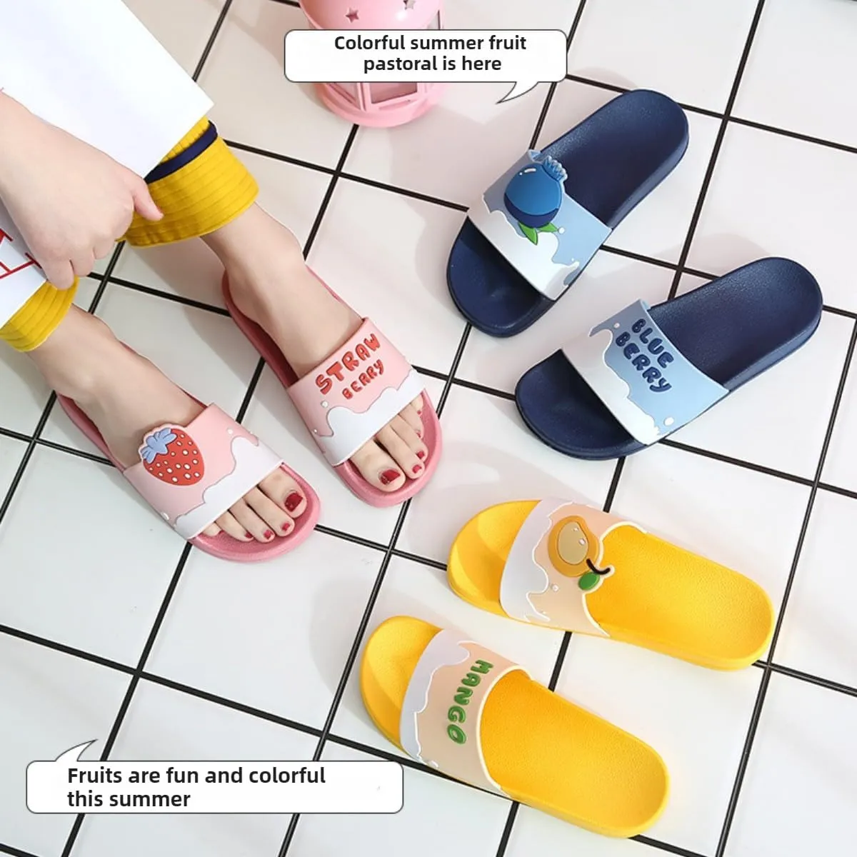Strawberry Slippers for Women Strawberry Shoes Avocado Slippers Home Sandals Fruit Beach Slippers Summer Shower Slides