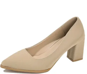 Suede Pumps Women's Chunky Dress Shoes Closed Pointed Toe Mary Janes Comfortable Office Shoes Slip On Loafers