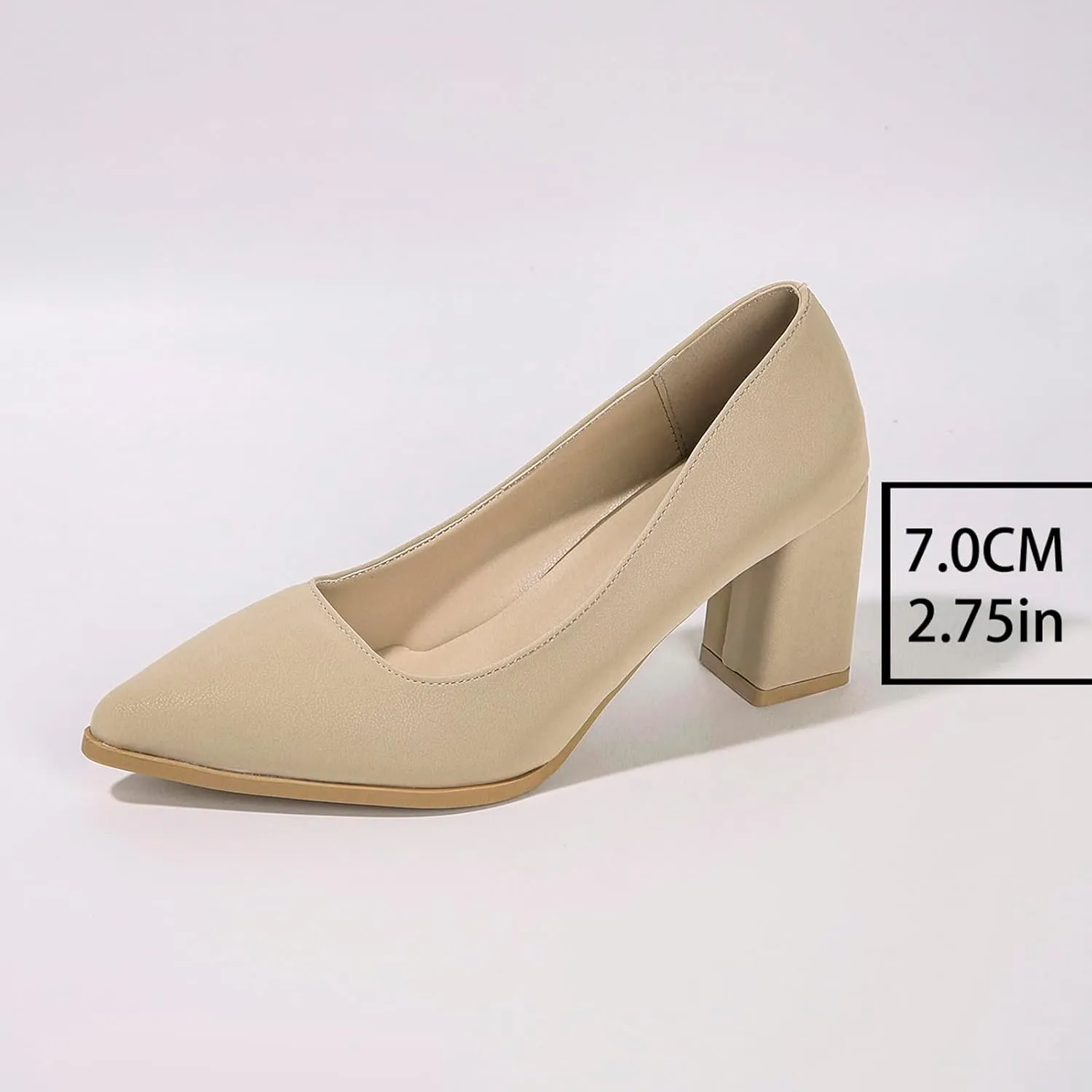 Suede Pumps Women's Chunky Dress Shoes Closed Pointed Toe Mary Janes Comfortable Office Shoes Slip On Loafers