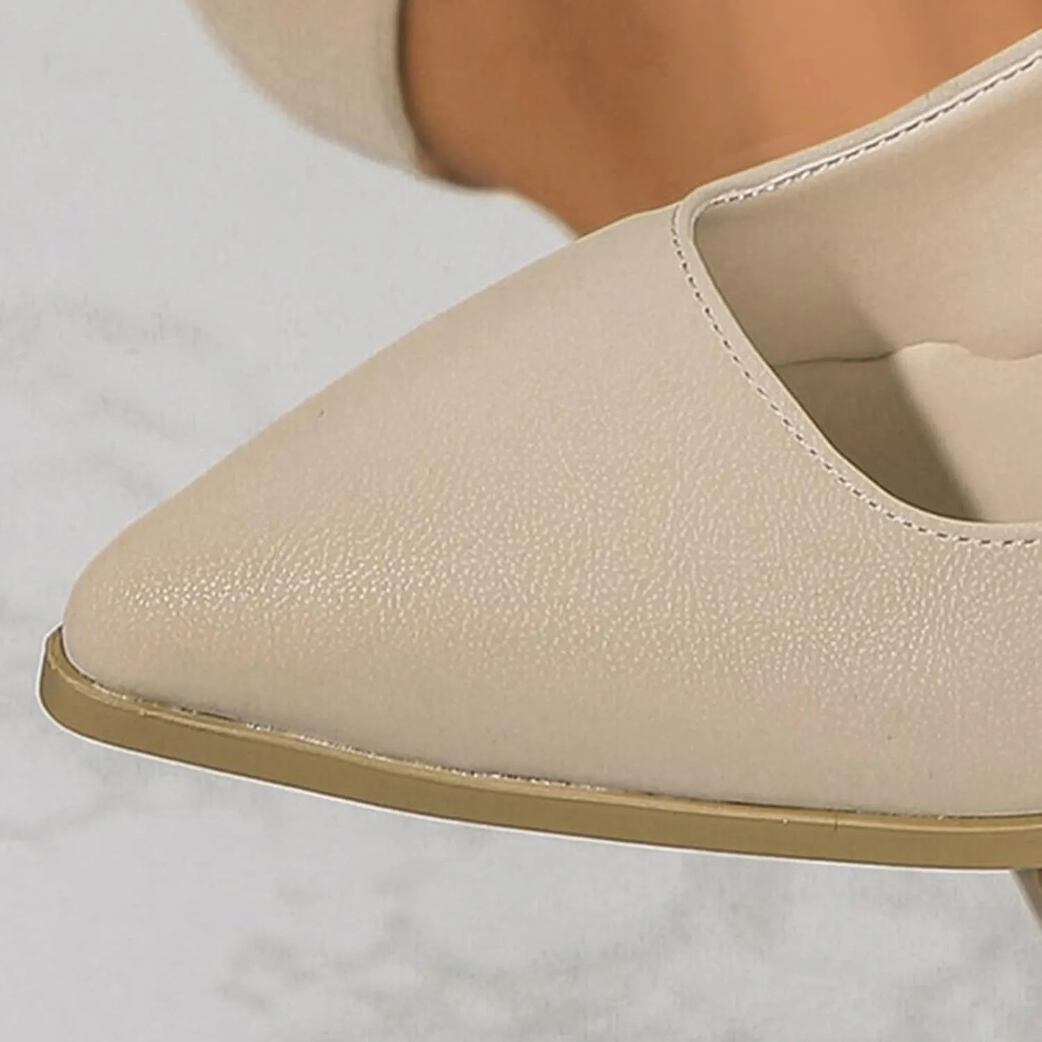 Suede Pumps Women's Chunky Dress Shoes Closed Pointed Toe Mary Janes Comfortable Office Shoes Slip On Loafers