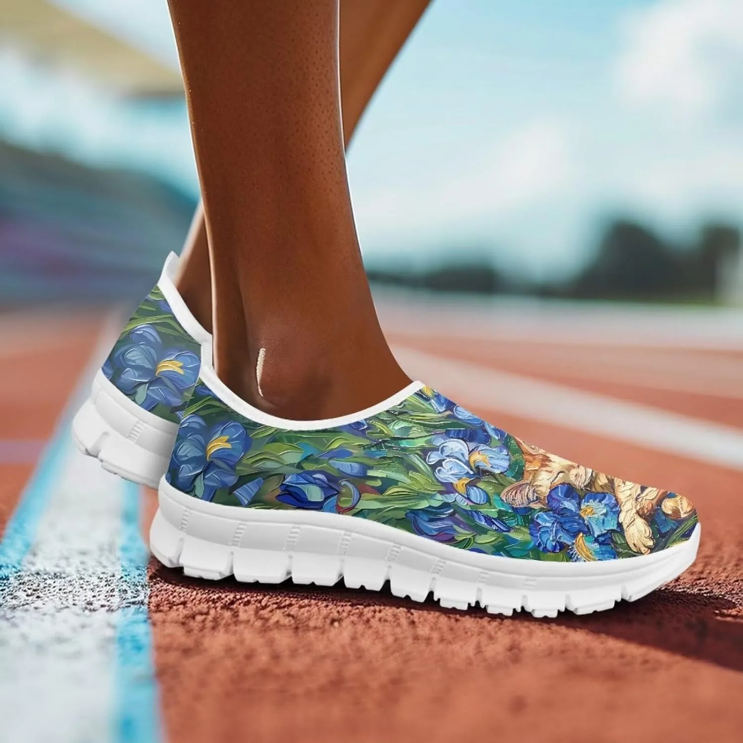 SYtrade Women's Fashion Floral Art Sneaker Flat Canvas Slip-On Ladies Travel Shoes