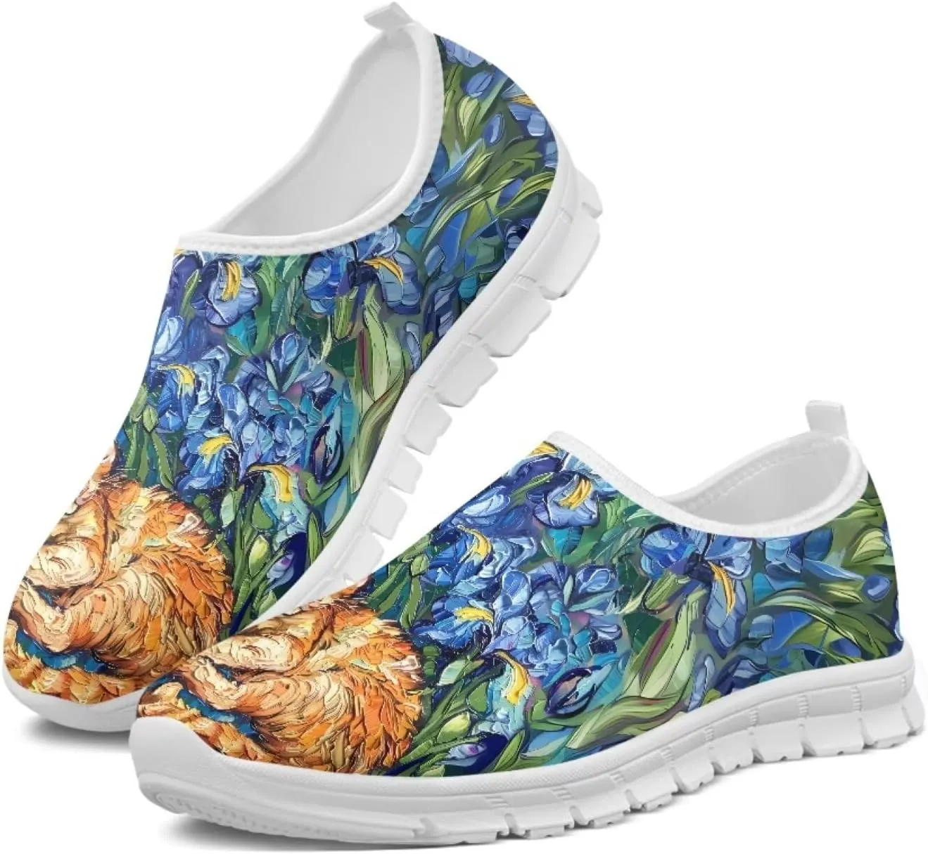 SYtrade Women's Fashion Floral Art Sneaker Flat Canvas Slip-On Ladies Travel Shoes