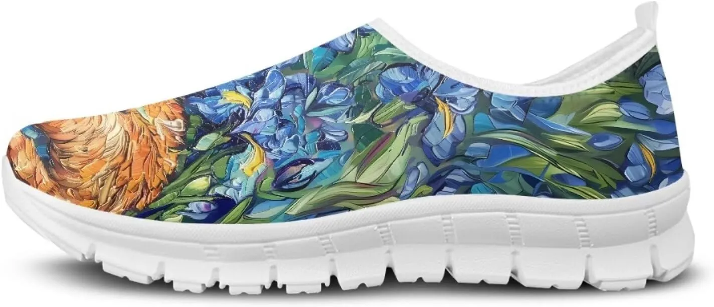 SYtrade Women's Fashion Floral Art Sneaker Flat Canvas Slip-On Ladies Travel Shoes