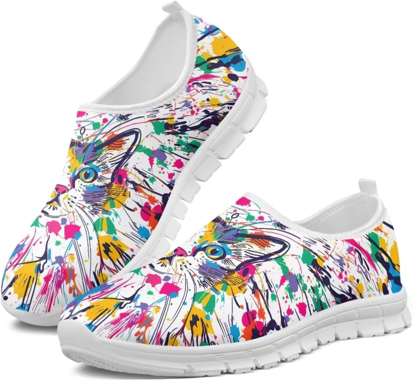SYtrade Women's Fashion Floral Art Sneaker Flat Canvas Slip-On Ladies Travel Shoes