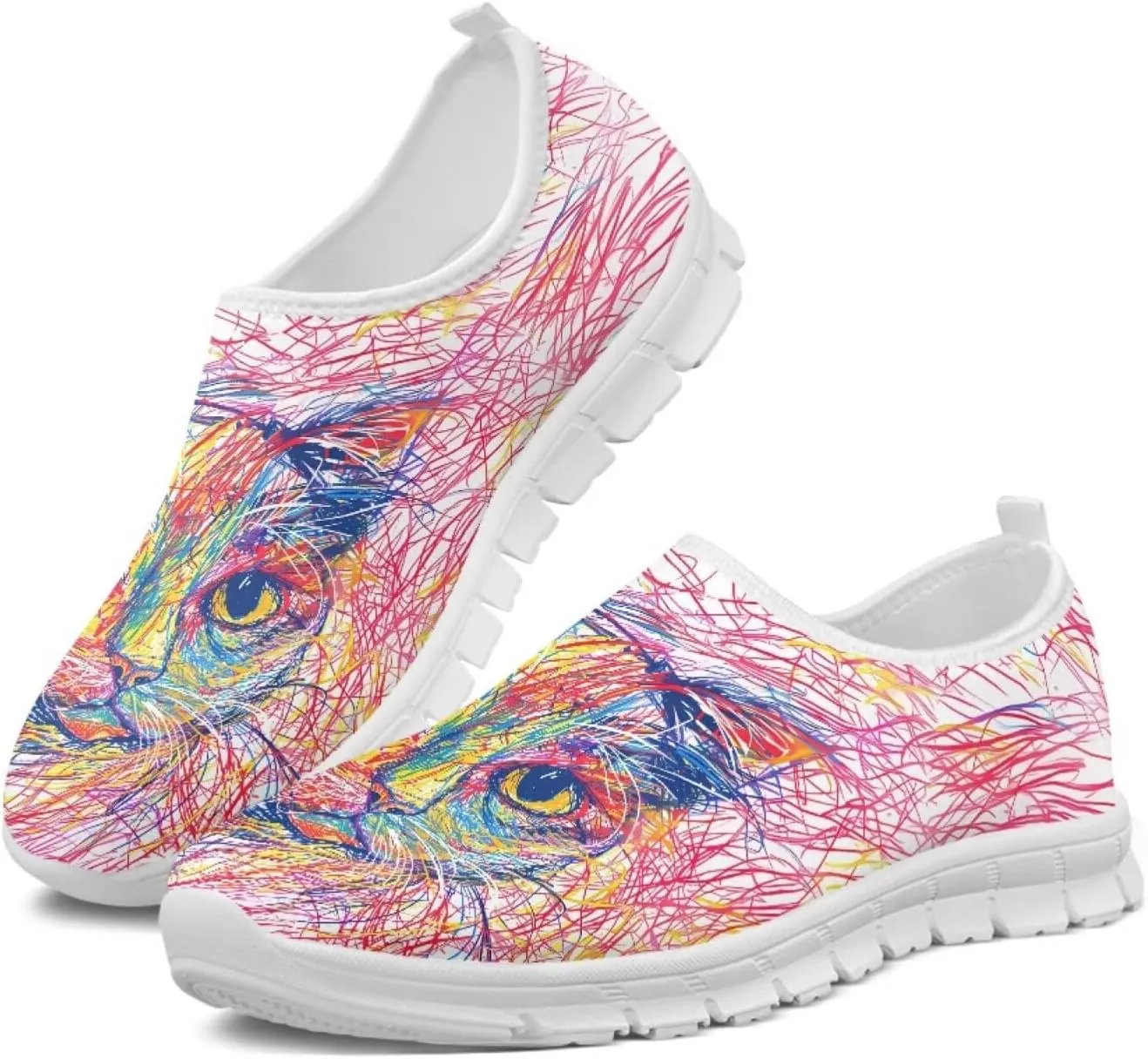 SYtrade Women's Fashion Floral Art Sneaker Flat Canvas Slip-On Ladies Travel Shoes