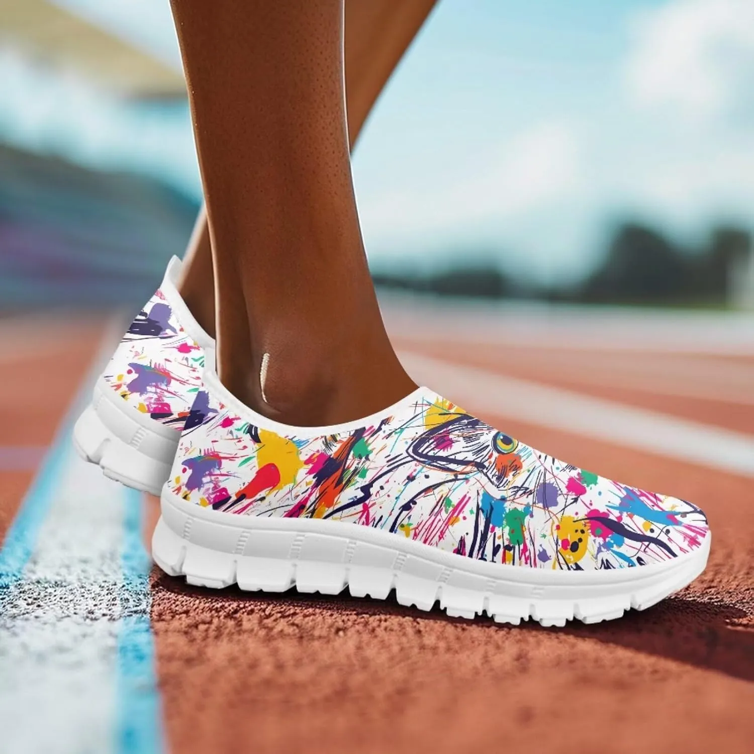 SYtrade Women's Fashion Floral Art Sneaker Flat Canvas Slip-On Ladies Travel Shoes