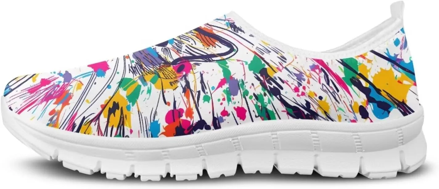 SYtrade Women's Fashion Floral Art Sneaker Flat Canvas Slip-On Ladies Travel Shoes