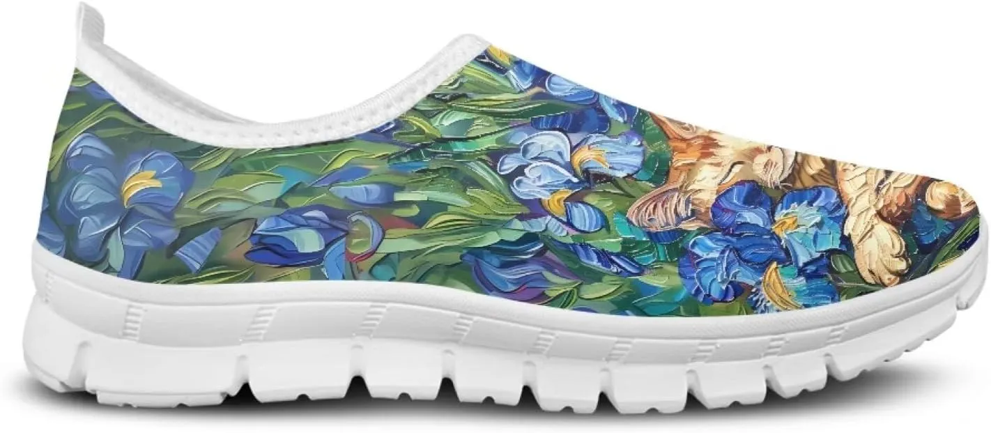 SYtrade Women's Fashion Floral Art Sneaker Flat Canvas Slip-On Ladies Travel Shoes
