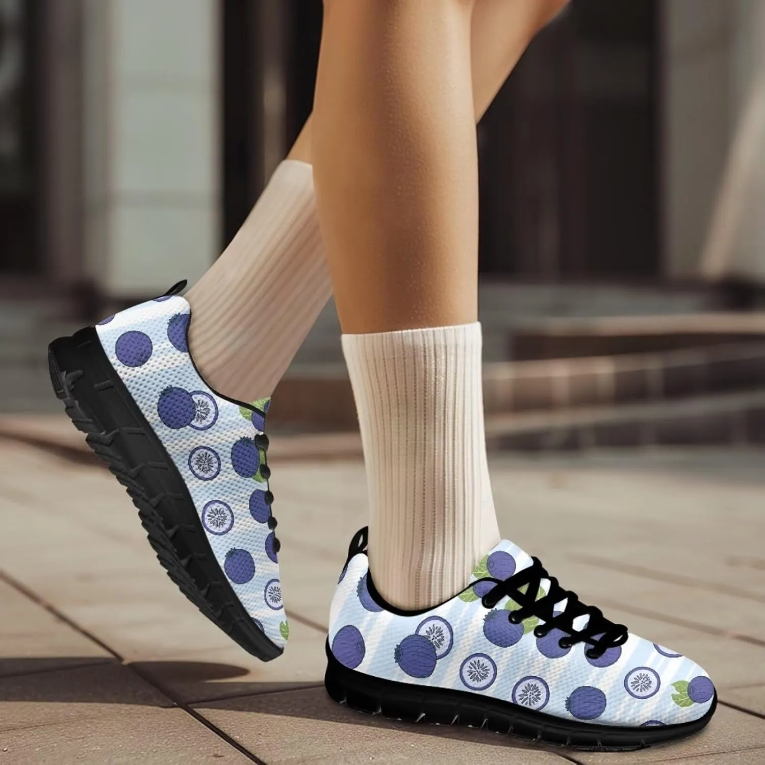 SYtrade Women's Lace-up Athletic Sneaker Lightweight Tennis Running Shoes Black Sole