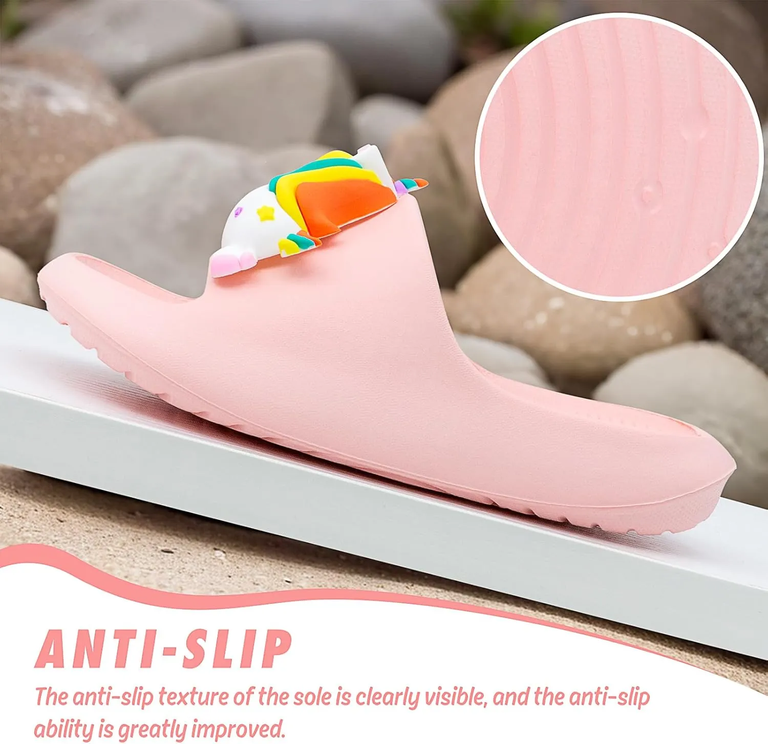 Toddler Little Kids Slide Sandals Comfy Non-slip Unicorn Summer Beach Pool Water Shoes Thick Sole Boys Girls Shower Slippers