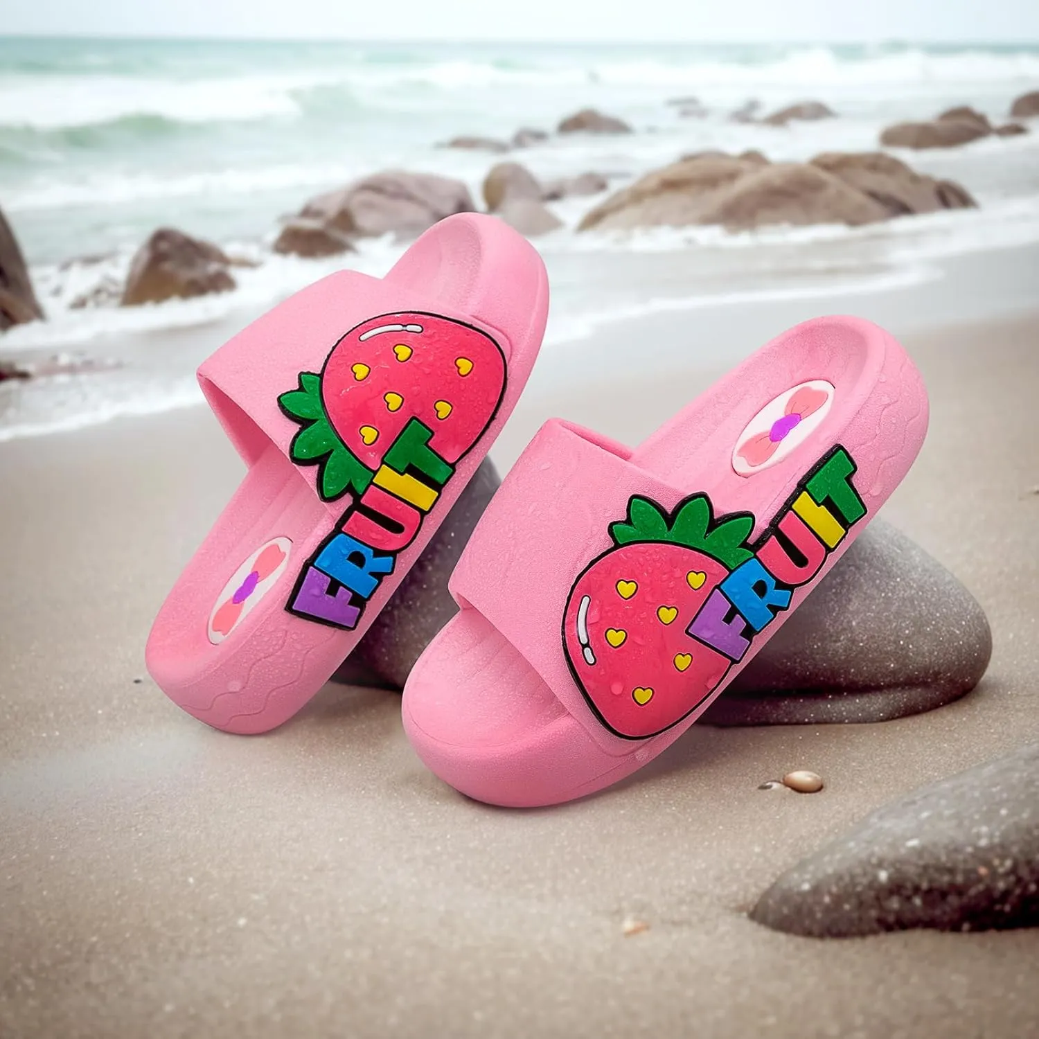 Toddler Little Kids Slide Sandals Comfy Non-slip Unicorn Summer Beach Pool Water Shoes Thick Sole Boys Girls Shower Slippers