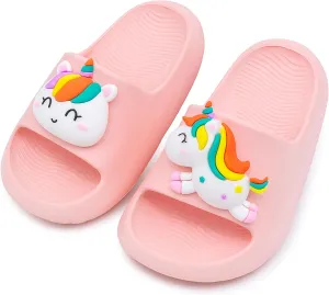 Toddler Little Kids Slide Sandals Comfy Non-slip Unicorn Summer Beach Pool Water Shoes Thick Sole Boys Girls Shower Slippers