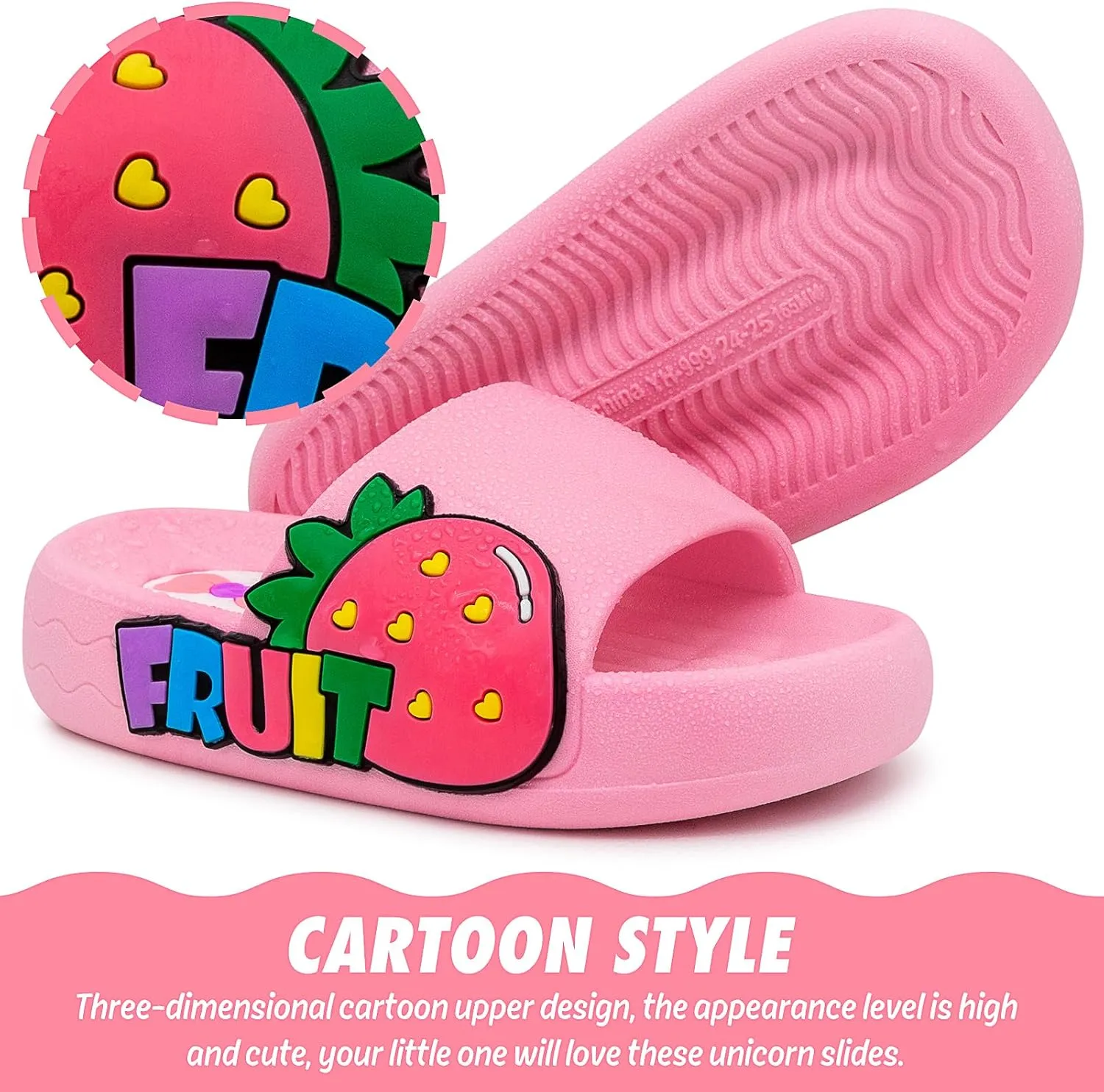 Toddler Little Kids Slide Sandals Comfy Non-slip Unicorn Summer Beach Pool Water Shoes Thick Sole Boys Girls Shower Slippers