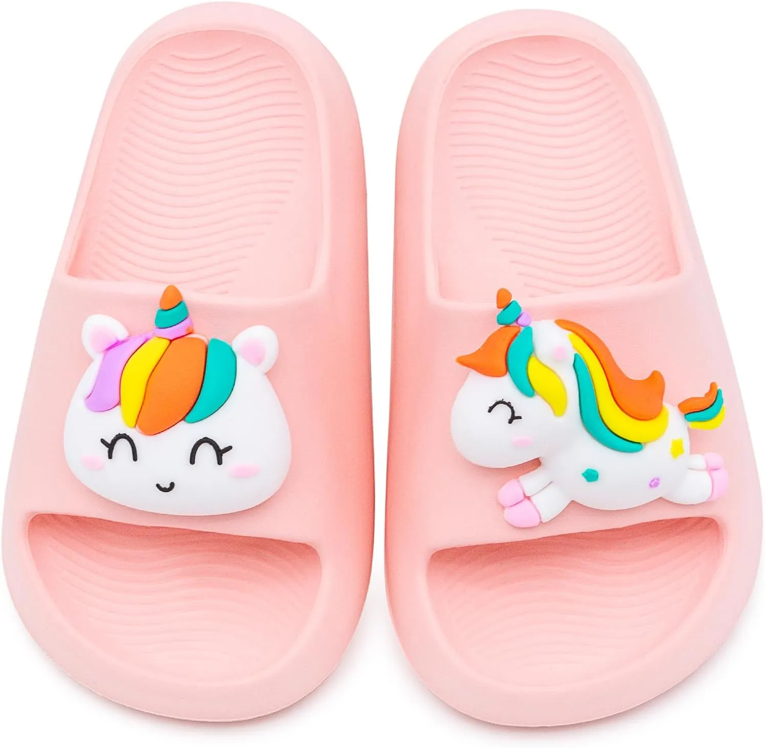 Toddler Little Kids Slide Sandals Comfy Non-slip Unicorn Summer Beach Pool Water Shoes Thick Sole Boys Girls Shower Slippers