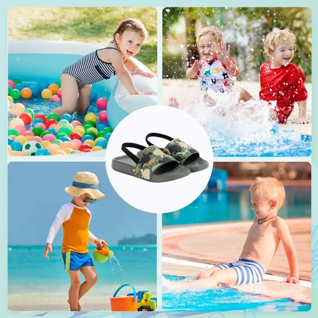 Toddler Slide Sandals Boys Girls Water Shoes Kids Slip On Sandal with Back Strap for Outdoor Summer Beach