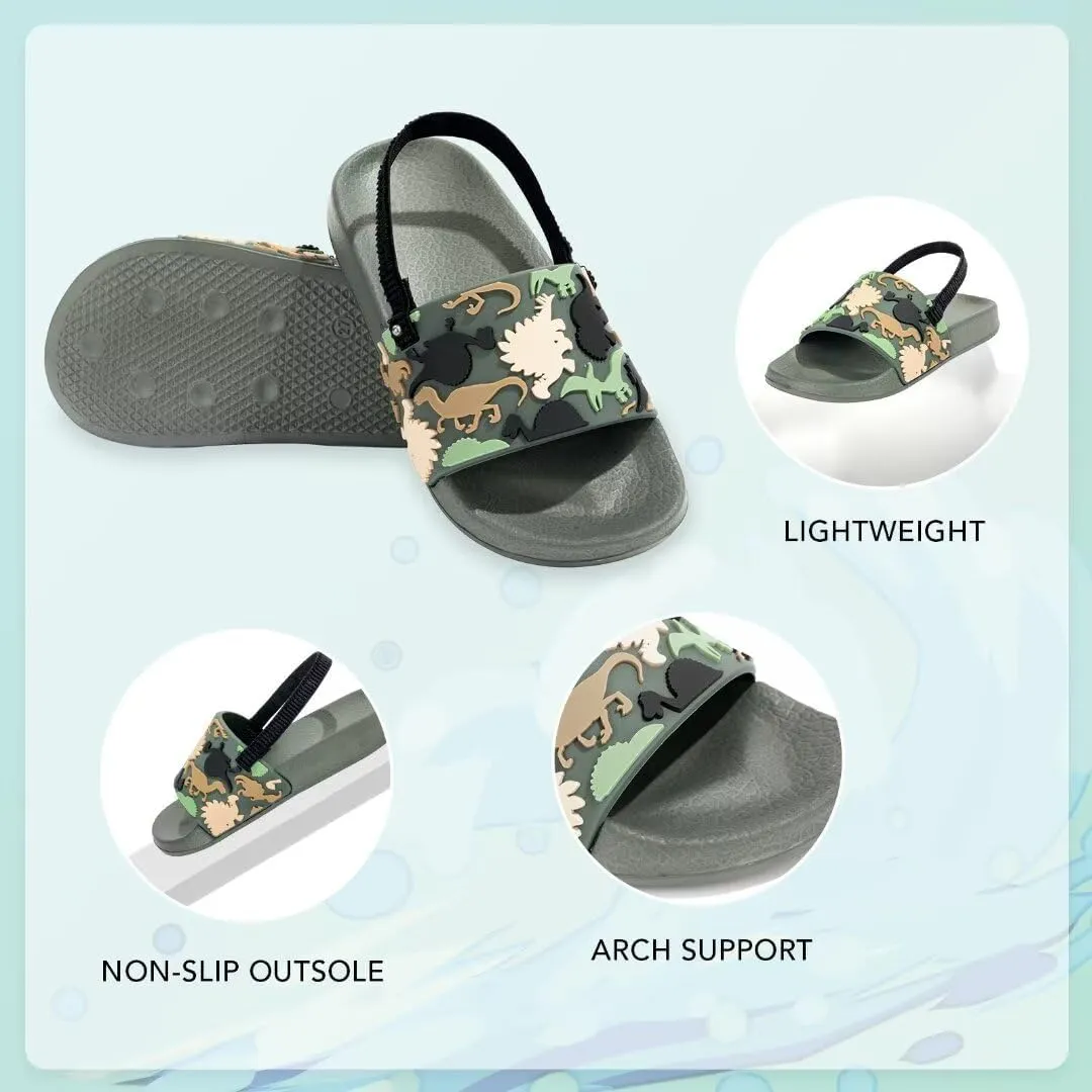 Toddler Slide Sandals Boys Girls Water Shoes Kids Slip On Sandal with Back Strap for Outdoor Summer Beach