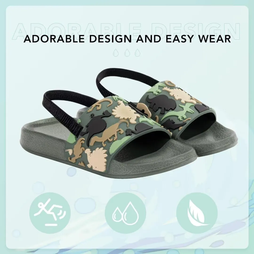 Toddler Slide Sandals Boys Girls Water Shoes Kids Slip On Sandal with Back Strap for Outdoor Summer Beach