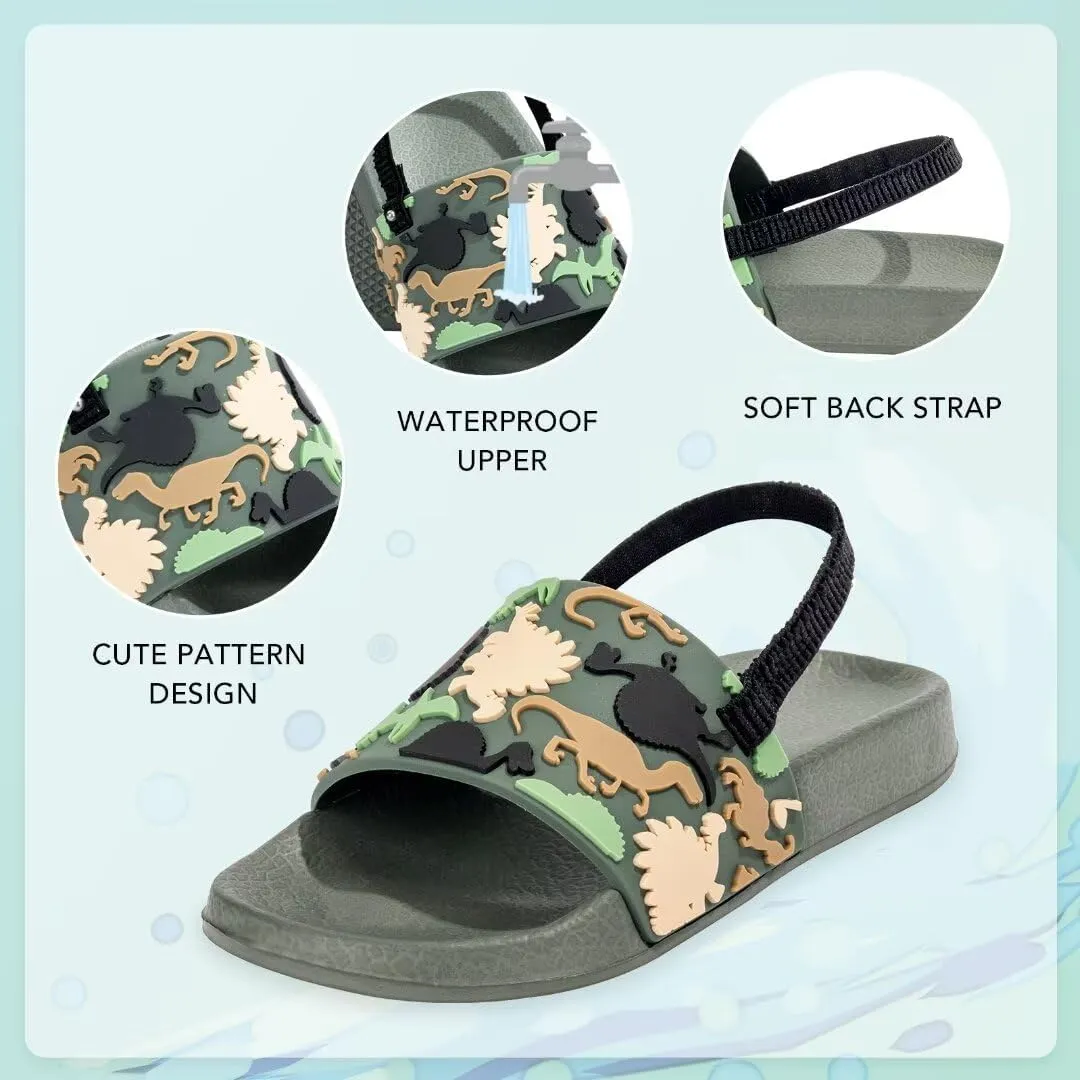 Toddler Slide Sandals Boys Girls Water Shoes Kids Slip On Sandal with Back Strap for Outdoor Summer Beach