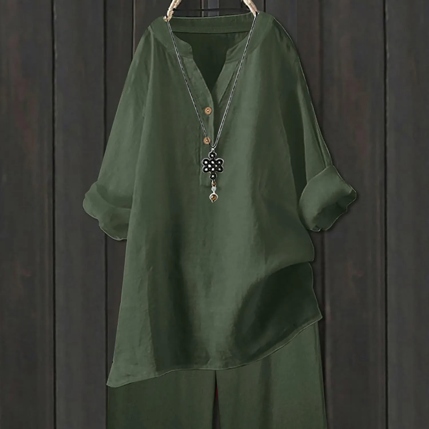 Trendy Tops for Women 2025 Summer Cotton Linen Shirts Trendy Long Sleeve Work Gauze Tops Boho Beach Henley T-Shirts