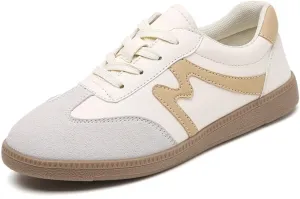 Trendy Women Sneakers, Memory Foam Women's Fashion Sneakers Lace-up Non-Slip Retro Walking Shoes Womens Shoes