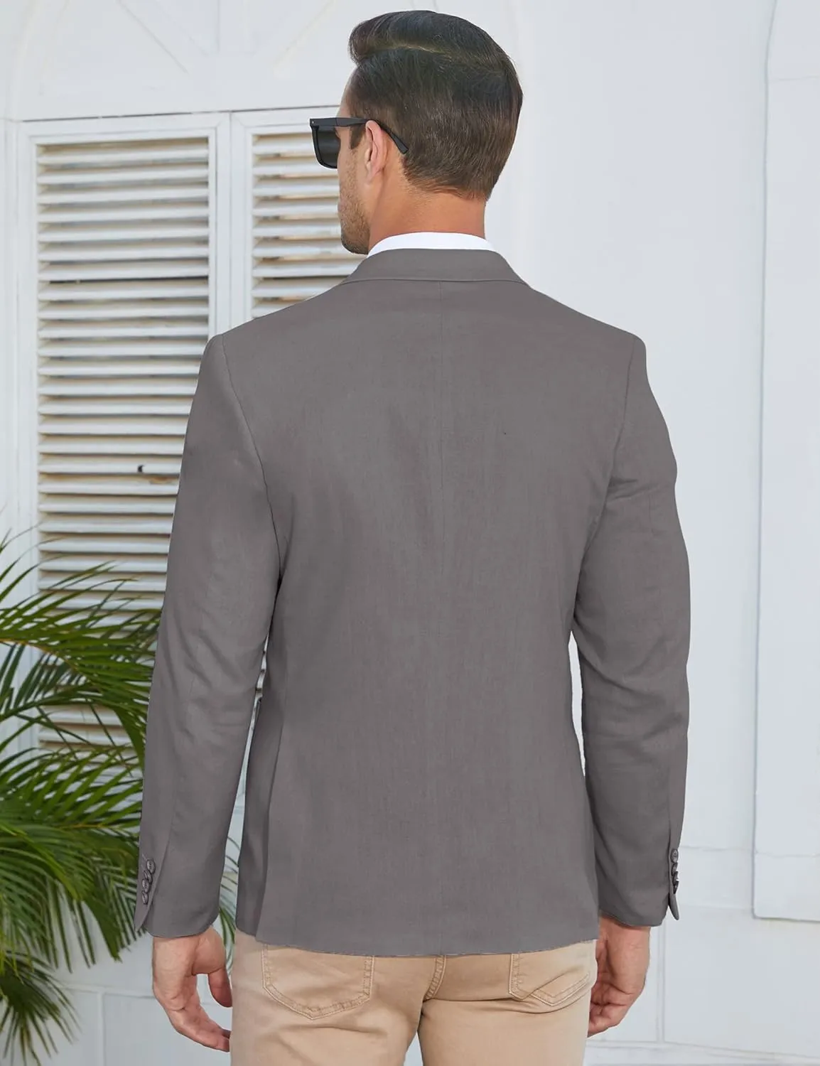 TURETRENDY Men's Casual Blazer Linen Sport Coat Two Button Lightweight Jackets Business Daily Suit