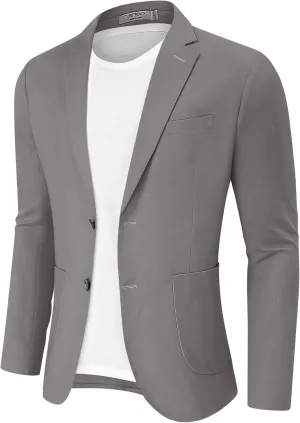 TURETRENDY Men's Casual Blazer Linen Sport Coat Two Button Lightweight Jackets Business Daily Suit