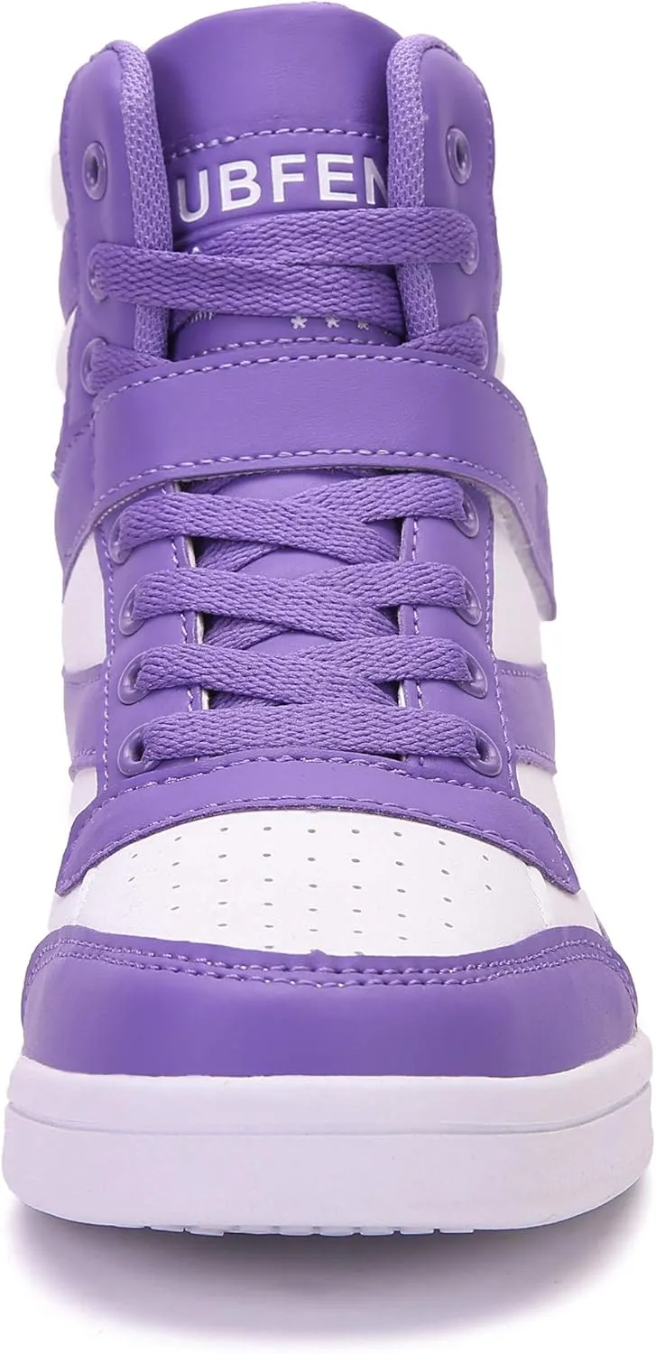 UBFEN Womens High Top Ankle Support Sneakers Vibrant Colour Hidden Wedge Heel Retro 80s Tennis Shoes for Girls Cosplay Removable Insole Backpacking Boots