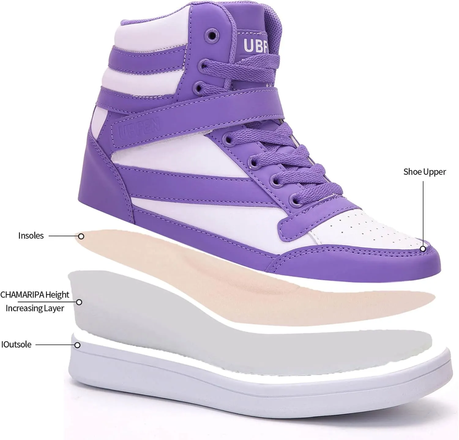 UBFEN Womens High Top Ankle Support Sneakers Vibrant Colour Hidden Wedge Heel Retro 80s Tennis Shoes for Girls Cosplay Removable Insole Backpacking Boots