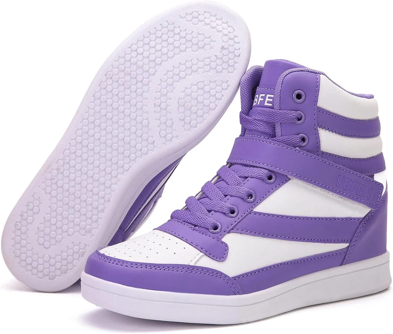 UBFEN Womens High Top Ankle Support Sneakers Vibrant Colour Hidden Wedge Heel Retro 80s Tennis Shoes for Girls Cosplay Removable Insole Backpacking Boots