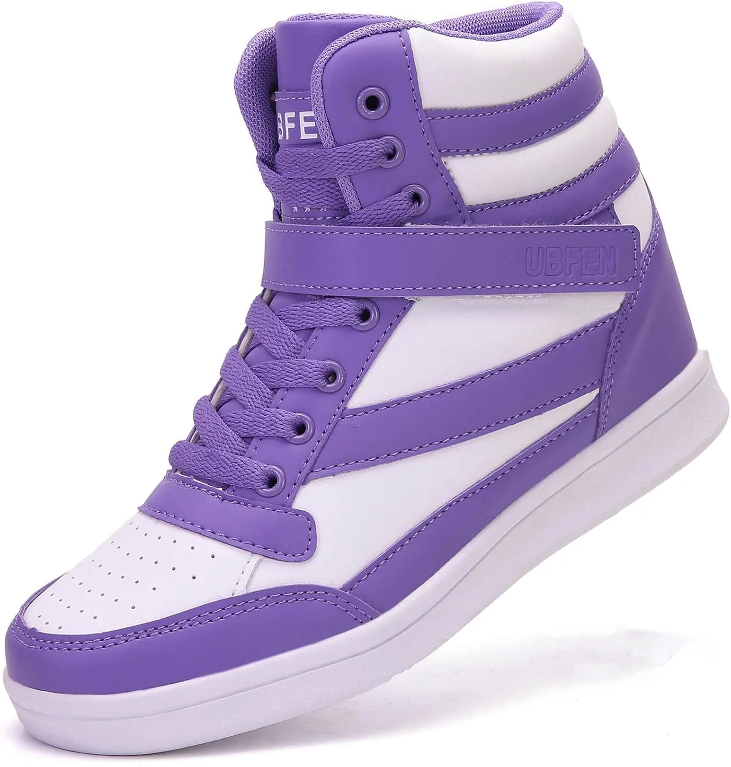 UBFEN Womens High Top Ankle Support Sneakers Vibrant Colour Hidden Wedge Heel Retro 80s Tennis Shoes for Girls Cosplay Removable Insole Backpacking Boots