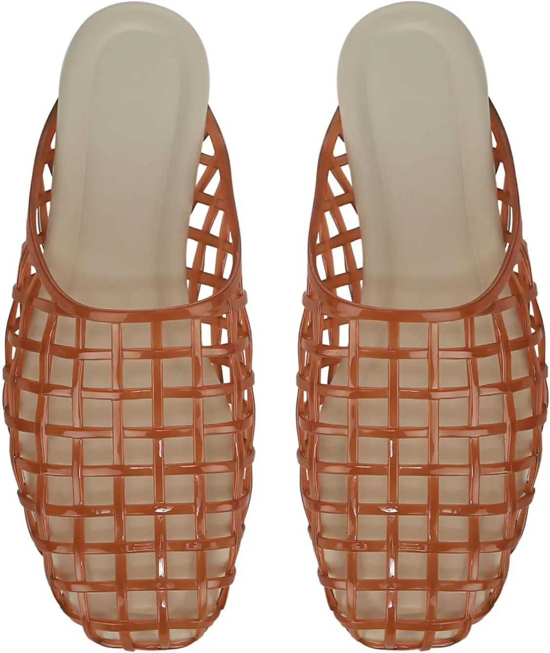 UBWDU Womens Clear Jelly Shoes Slip on Closed Toe Jelly Mesh Flats Sandals Slides Comfortable Summer Beach Slippers