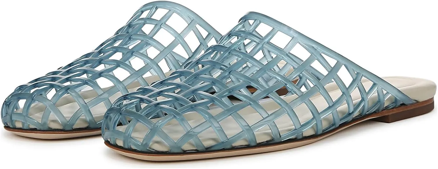 UBWDU Womens Clear Jelly Shoes Slip on Closed Toe Jelly Mesh Flats Sandals Slides Comfortable Summer Beach Slippers