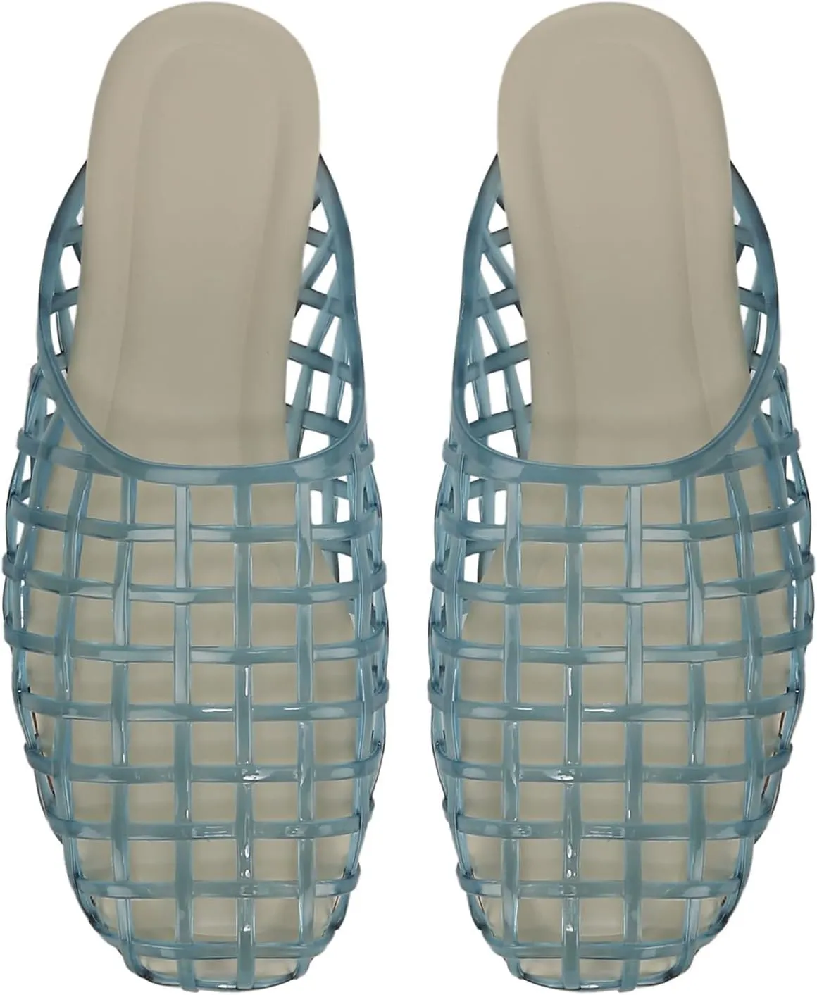 UBWDU Womens Clear Jelly Shoes Slip on Closed Toe Jelly Mesh Flats Sandals Slides Comfortable Summer Beach Slippers