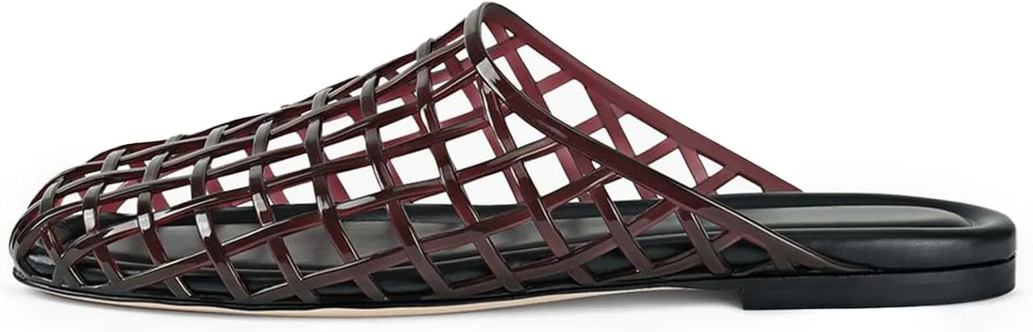 UBWDU Womens Clear Jelly Shoes Slip on Closed Toe Jelly Mesh Flats Sandals Slides Comfortable Summer Beach Slippers