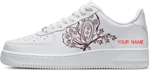 Unique Name Design Low-Top Sneakers - Personalized Customized Name Colorful Butterfly White Fashion Sneakers Casual Everyday Shoes for Women Men
