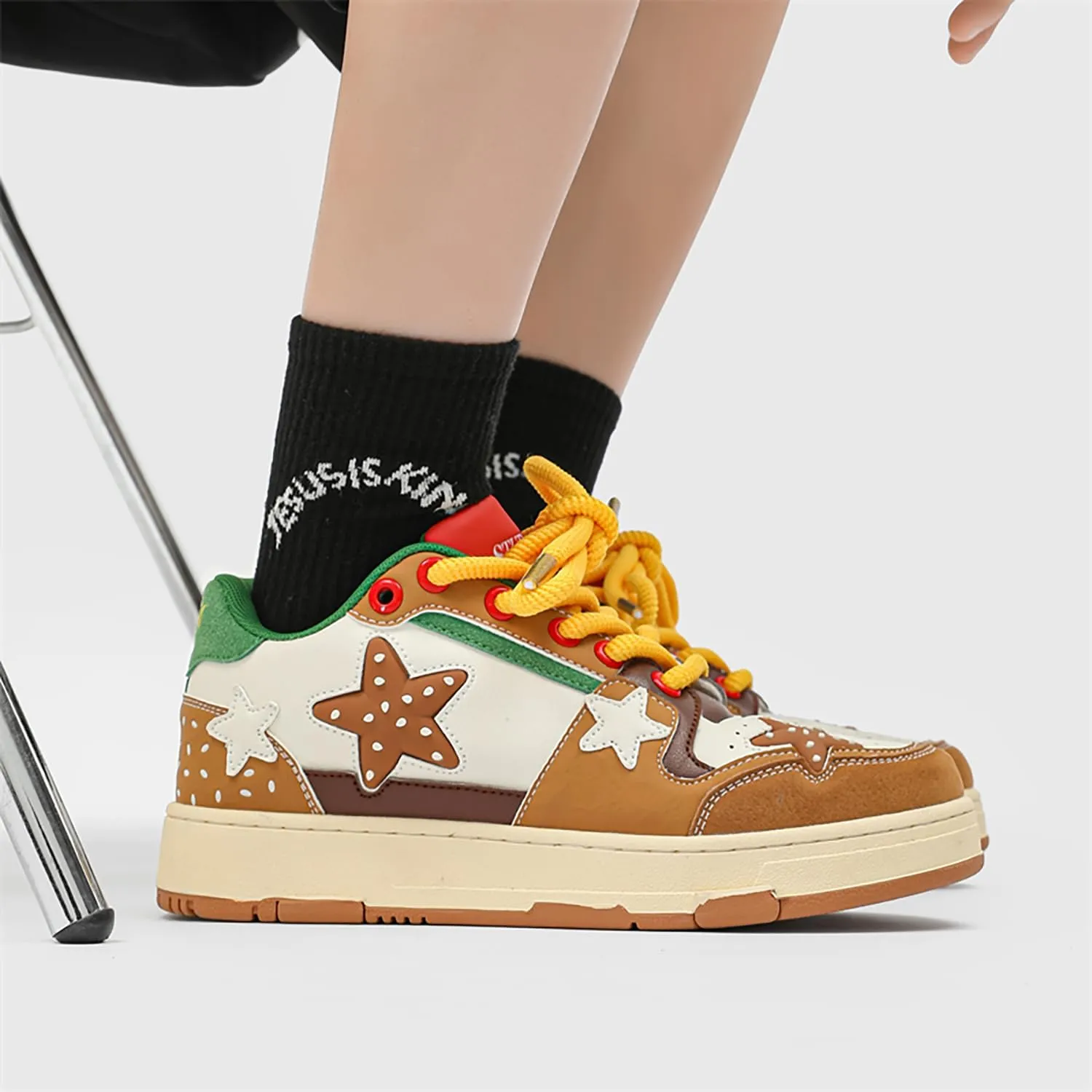 Unisex Stars Casual Walking Shoes Women's Cute Fashion Platform Chunky Sneakers Trendy Comfortable Men's Tennis