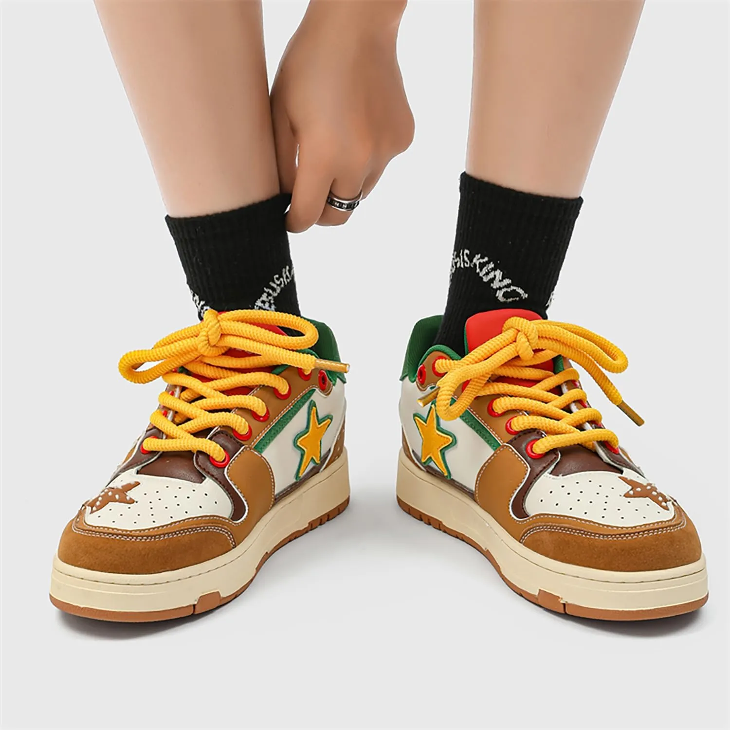 Unisex Stars Casual Walking Shoes Women's Cute Fashion Platform Chunky Sneakers Trendy Comfortable Men's Tennis