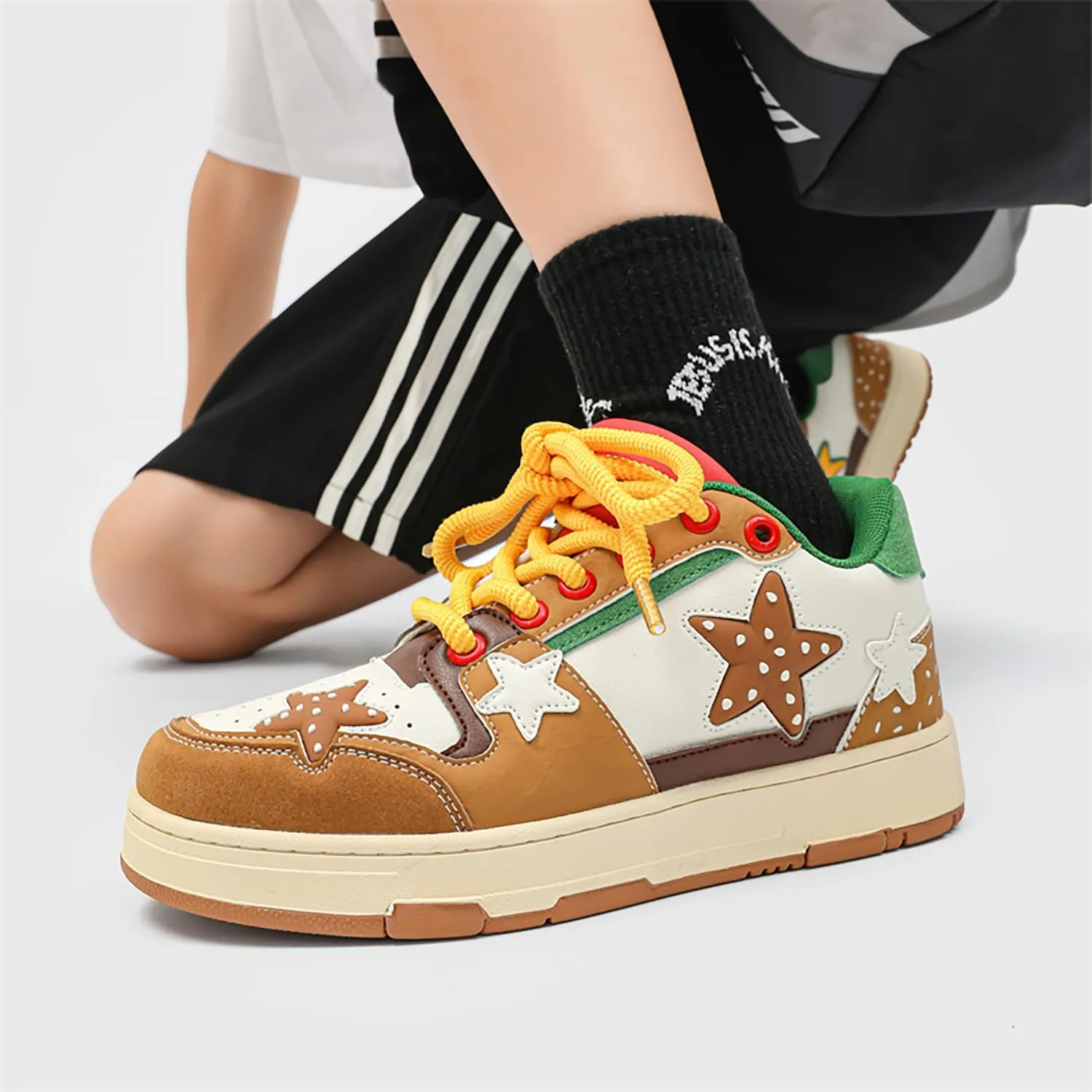 Unisex Stars Casual Walking Shoes Women's Cute Fashion Platform Chunky Sneakers Trendy Comfortable Men's Tennis