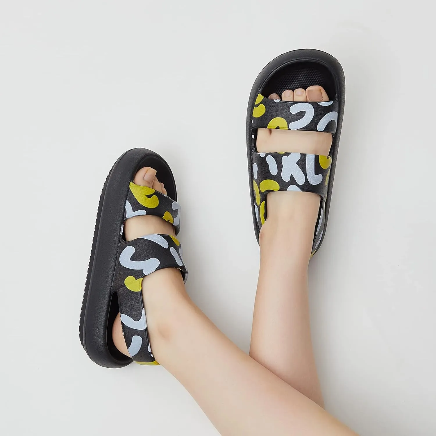utune Sandals For Women,Casual Open Toe Cloud Slide Sandals Soft Thick Sole Non-Slip Indoor Outdoor Summer Sandal